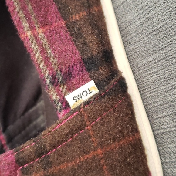 TOMS 7.5 Fushia Plaid Alpargata Slip-on Shoes - Picture 7 of 10